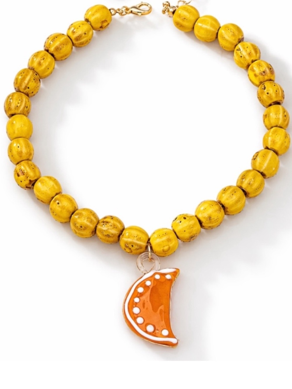 New! Colorful Orange Slice Glass Beaded Necklace NWOT (4023)
